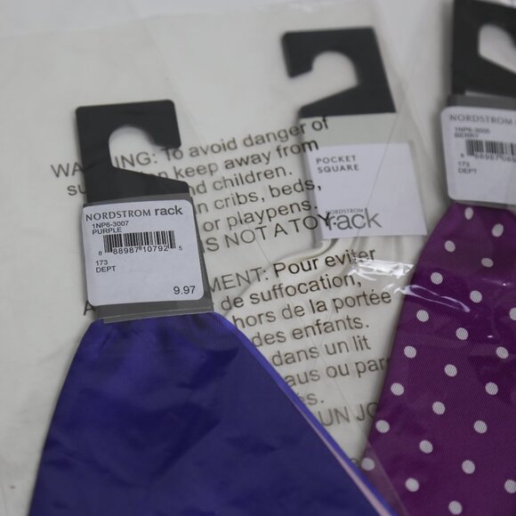 NWT Men's Nordstrom Rack 4-Pack Pocket Square Bundle - Polka Dot & Solids - Picture 3 of 5